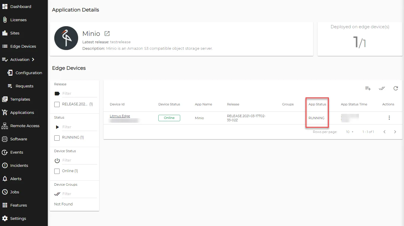 Application Details page Application Details page