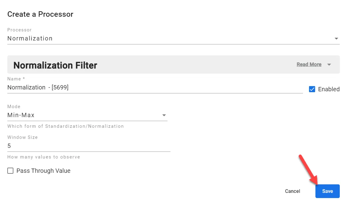 Normalization dialog box Normalization dialog box
