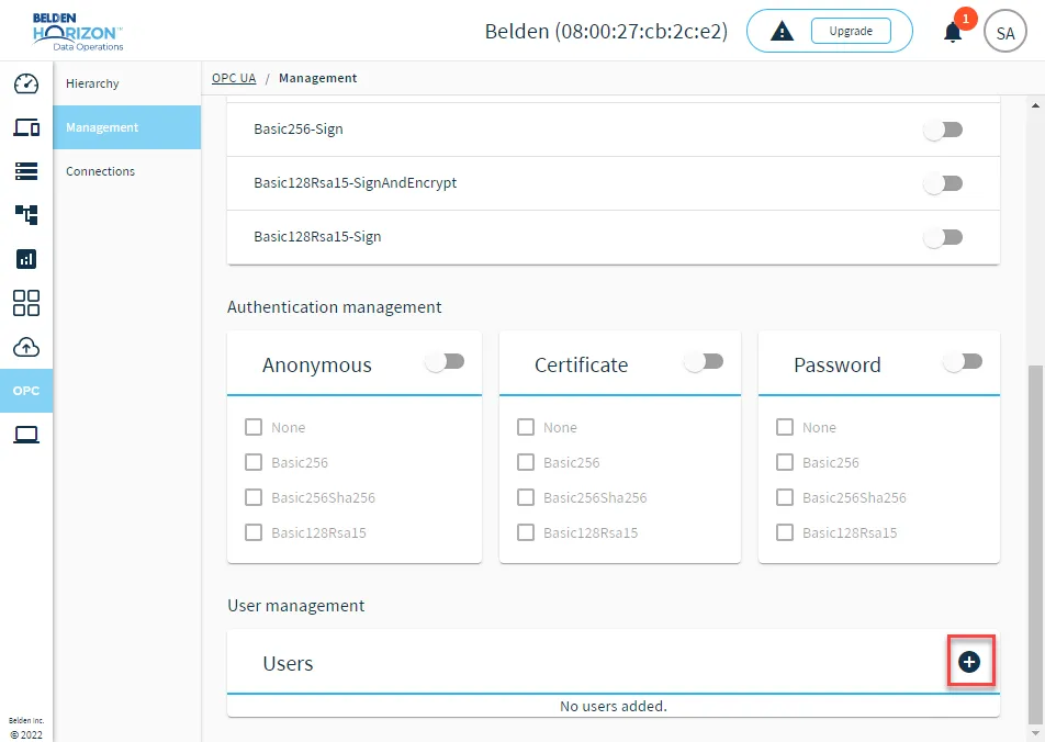 Add OPC UA User icon