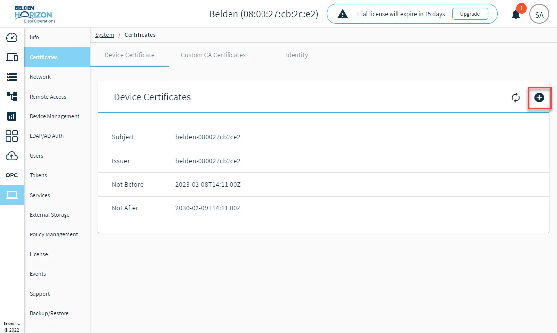 Add device certificate icon Add device certificate icon