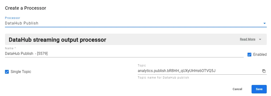 DataHub Publish parameters DataHub Publish parameters