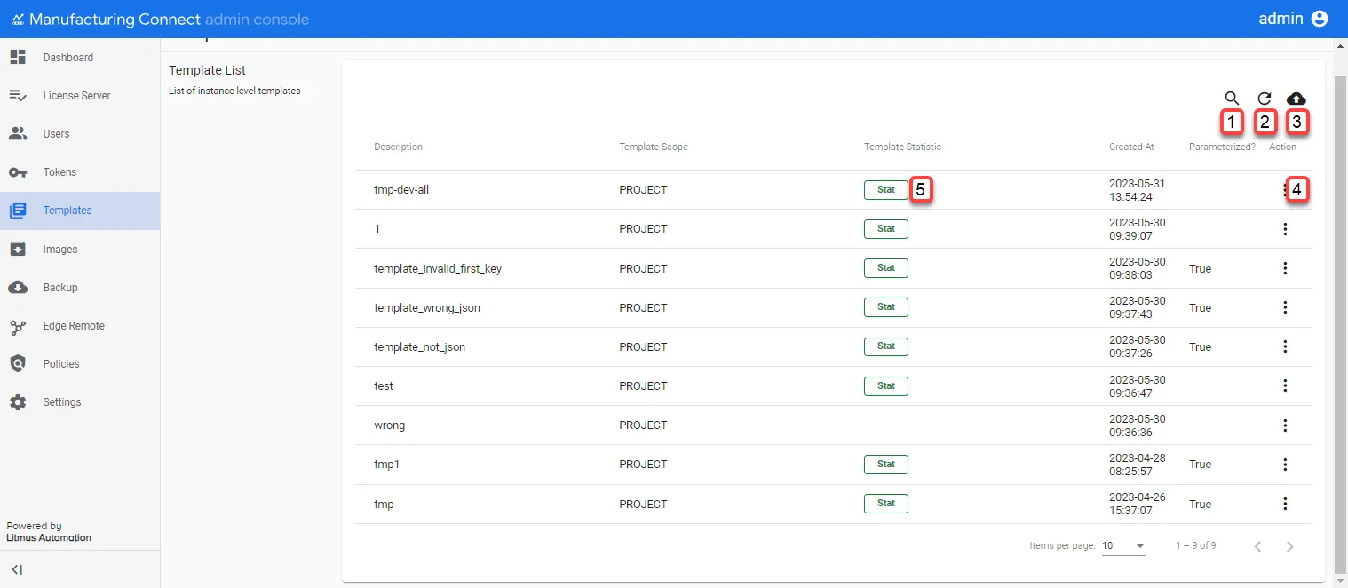 Manufacturing Connect Admin Console : Template Manufacturing Connect Admin Console : Template