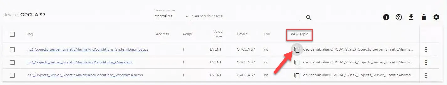 Tags section