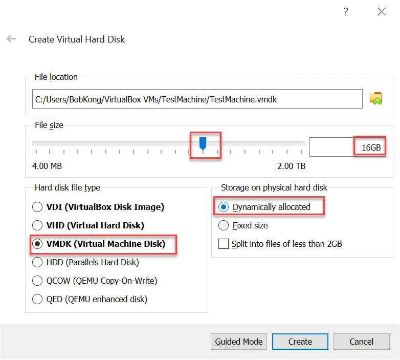 Virtual Disk parameters Virtual Disk parameters