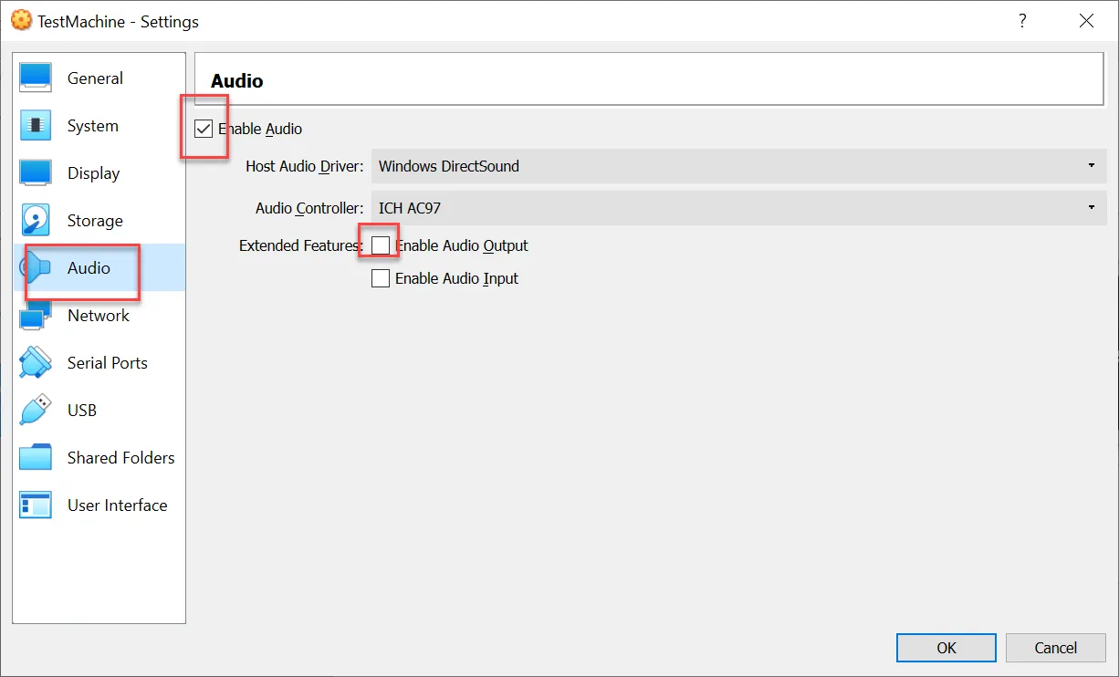 Audio settings Audio settings