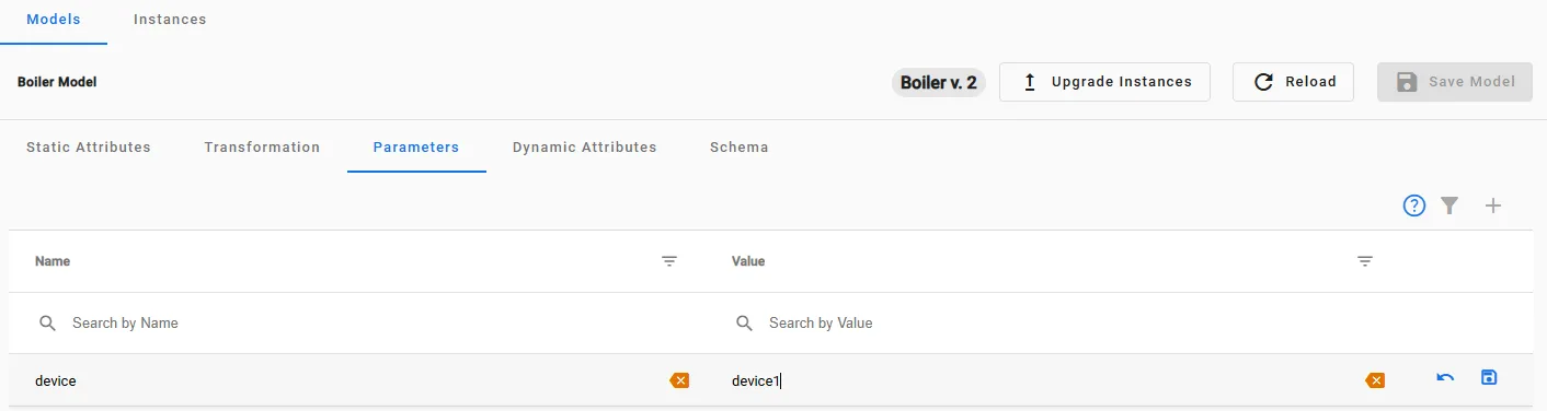 Parameters tab