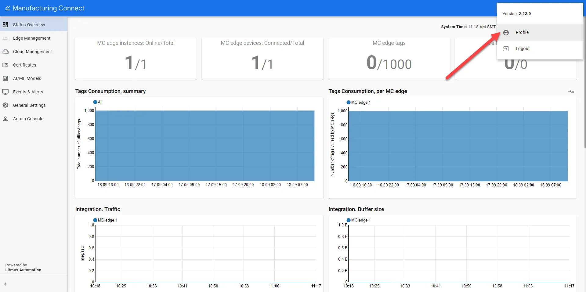 Status Overview page