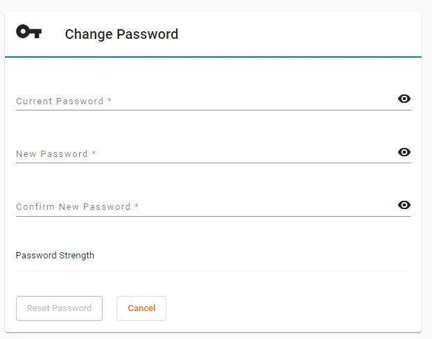 Change password section Change password section