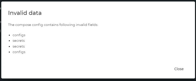 Invalid Data : unsupported Compose Objects Invalid Data : unsupported Compose Objects
