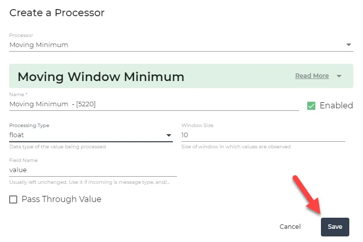 Moving Minimum dialog box Moving Minimum dialog box