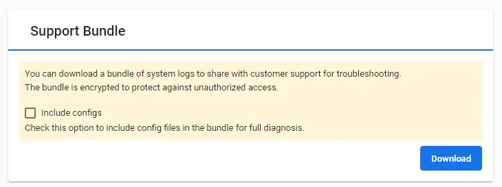 Support bundle section Support bundle section