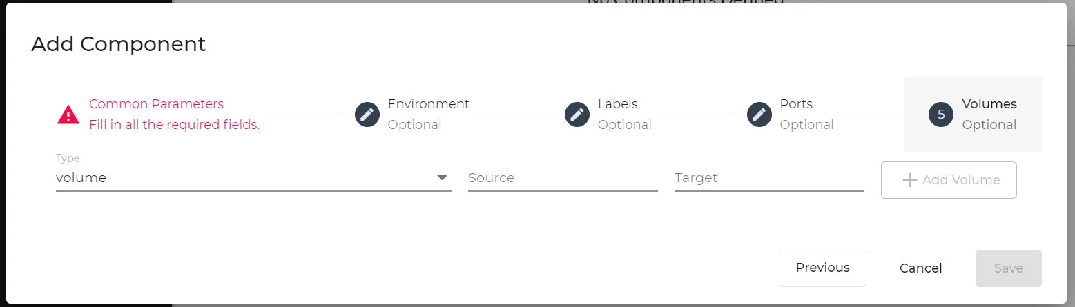 Add Component: Volumes