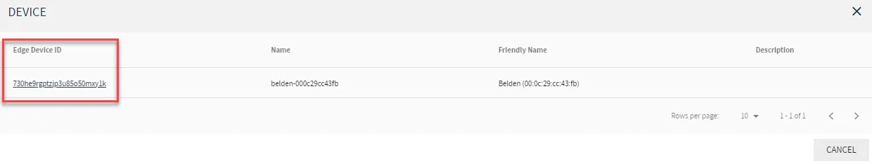 Belden Horizon Data Manager User UI: Site: Show Site Points: Device dialog