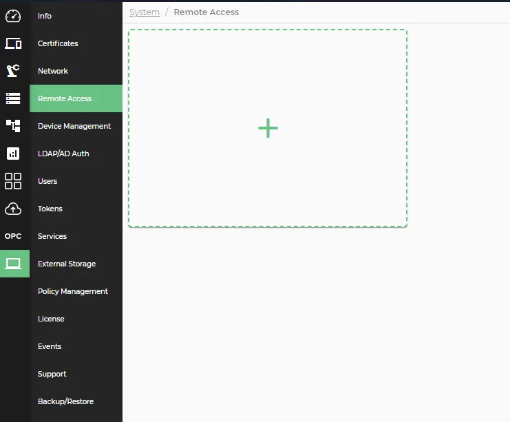 The Remote Access pane