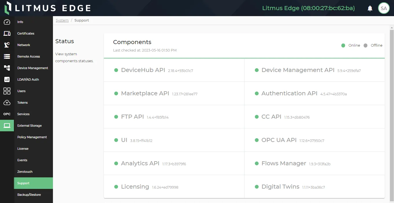 Status section