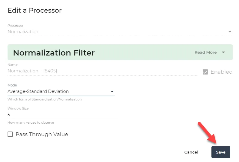Normalization dialog box
