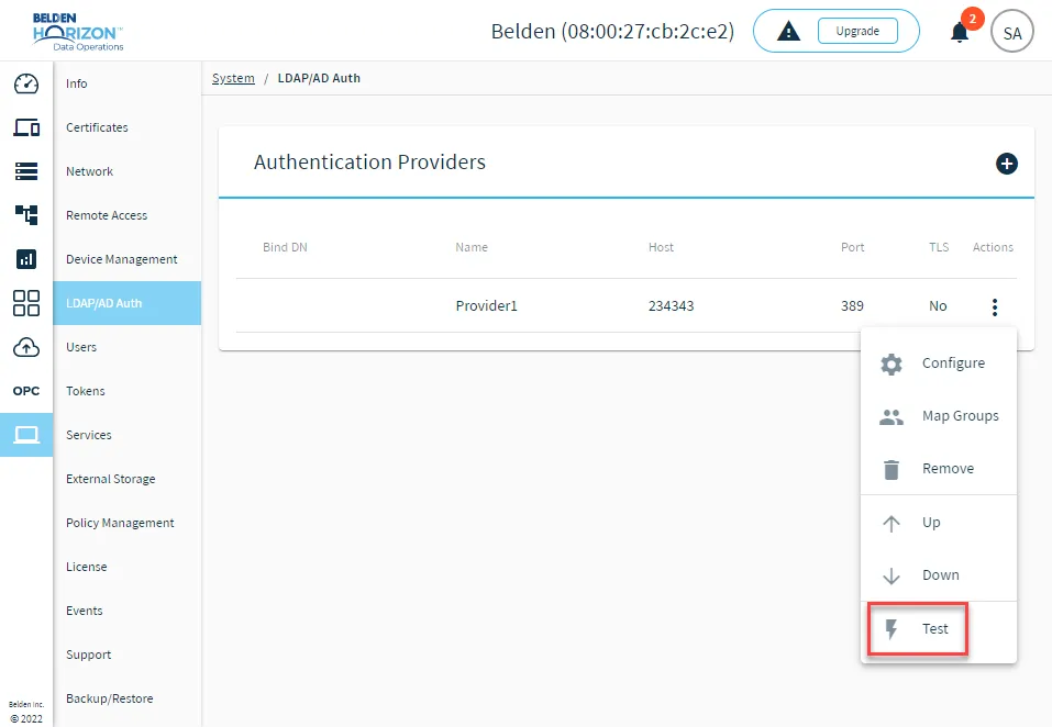 The test function for authentication providers The test function for authentication providers