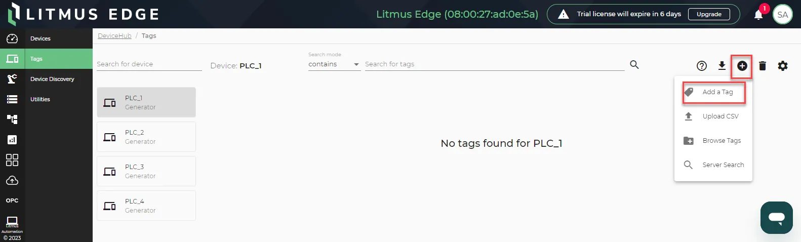 The Add Tag icon