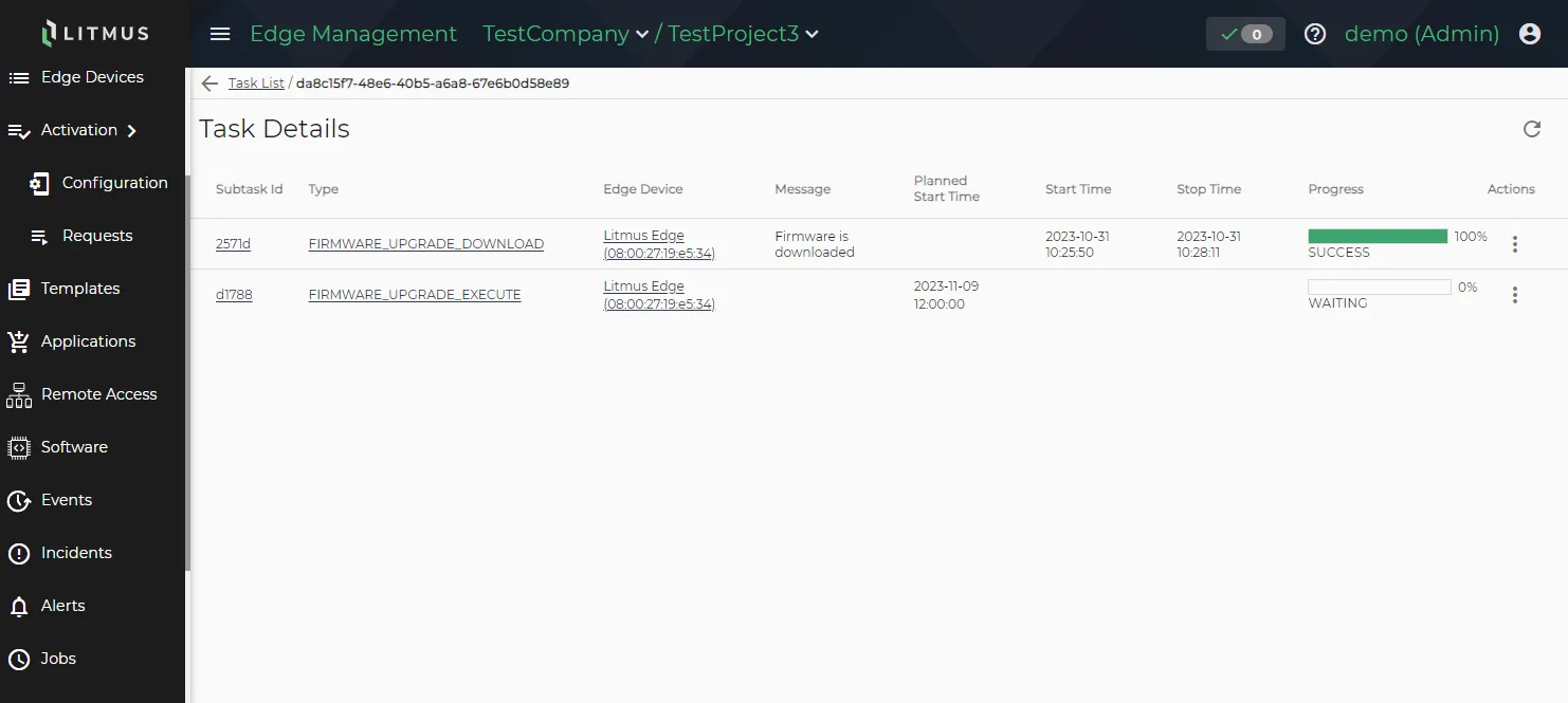 Software Update Task Details