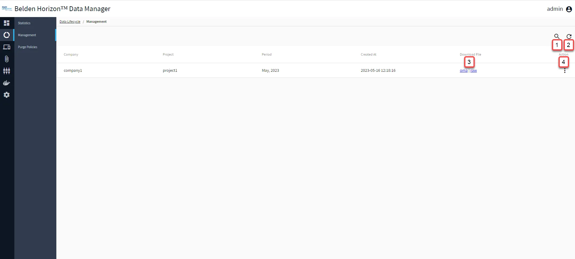 Belden Horizon Data Manager Admin Console : Data Lifecycle : Management