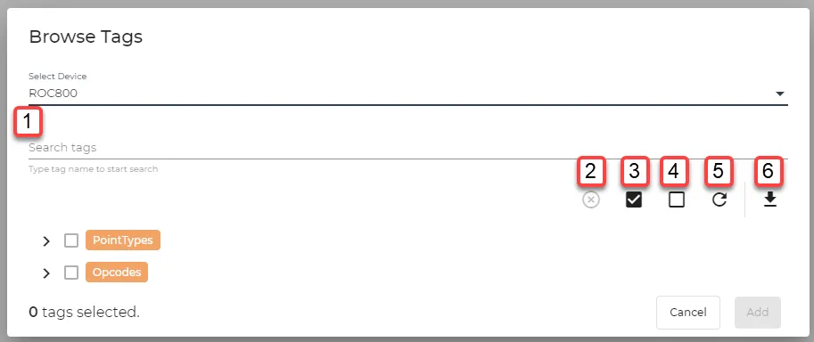 Browse Tags dialog box