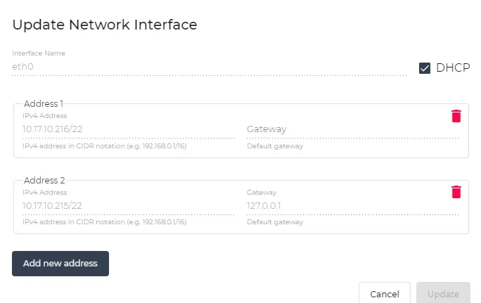 Update Network Interface