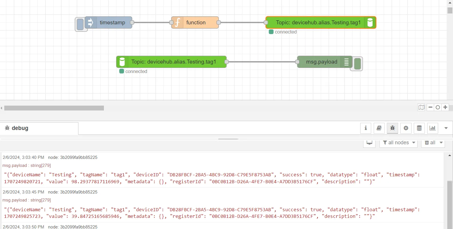 Flows canvas debug tab 