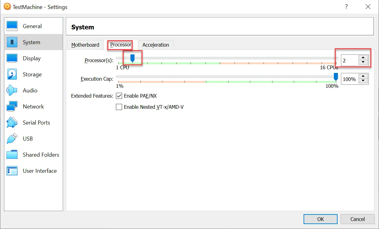 Processor system settings Processor system settings