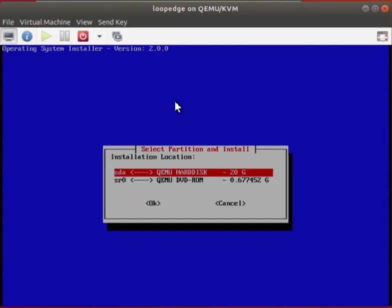Select partition option