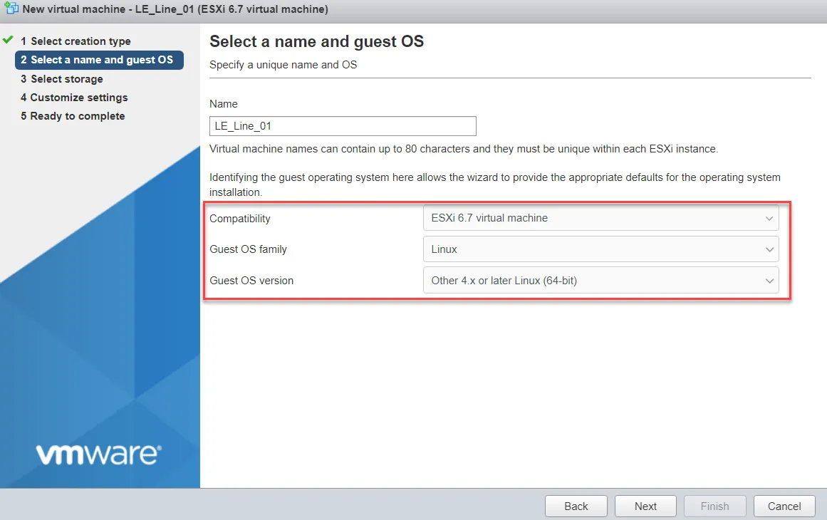 Name and guest OS Name and guest OS