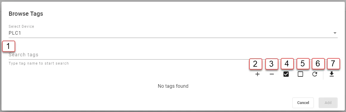 Browse Tags dialog box Browse Tags dialog box