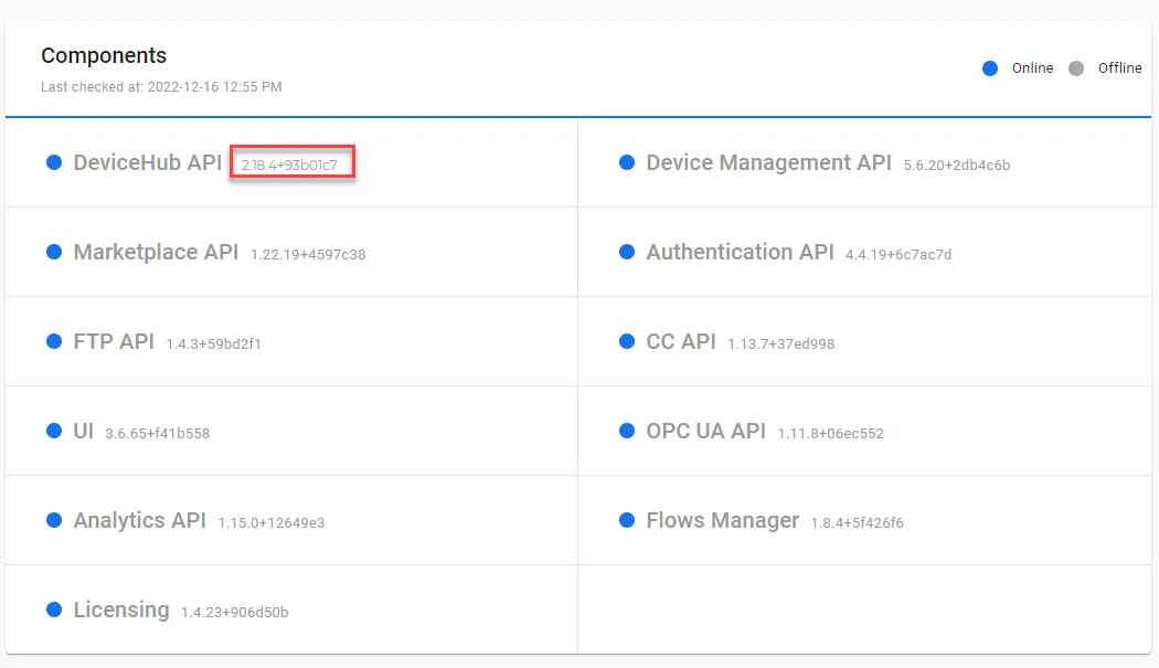 Component version number