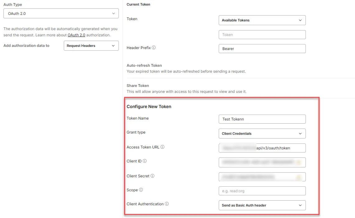 Configure New Token tab Configure New Token tab
