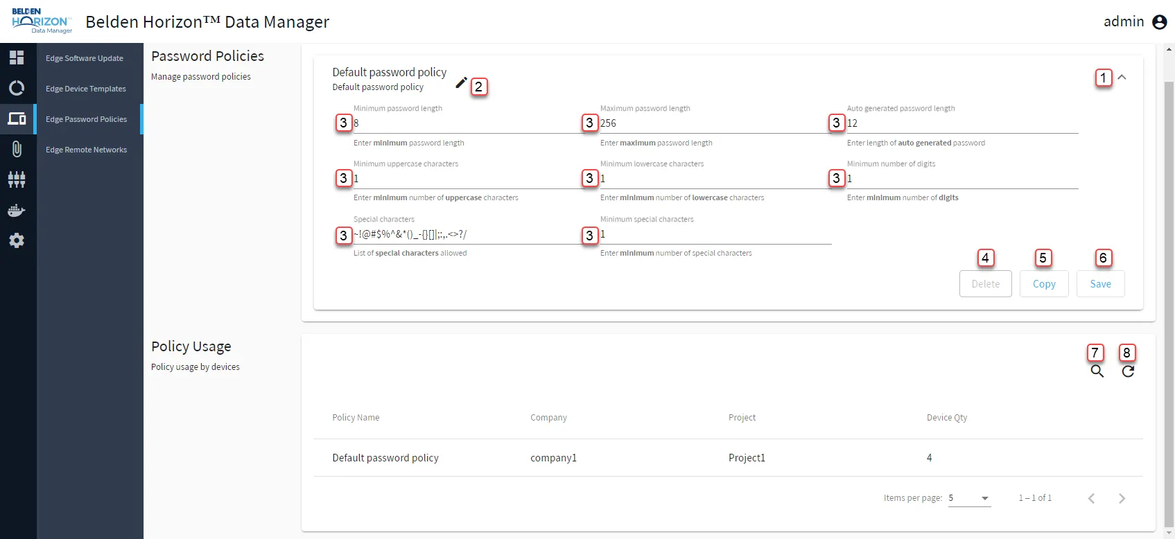 Password Policies section