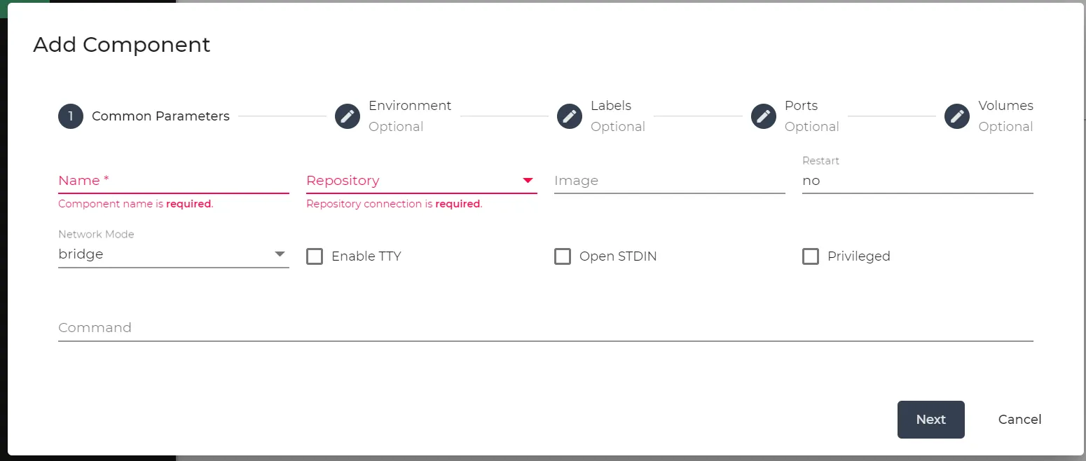 Add Component: Common Parameters