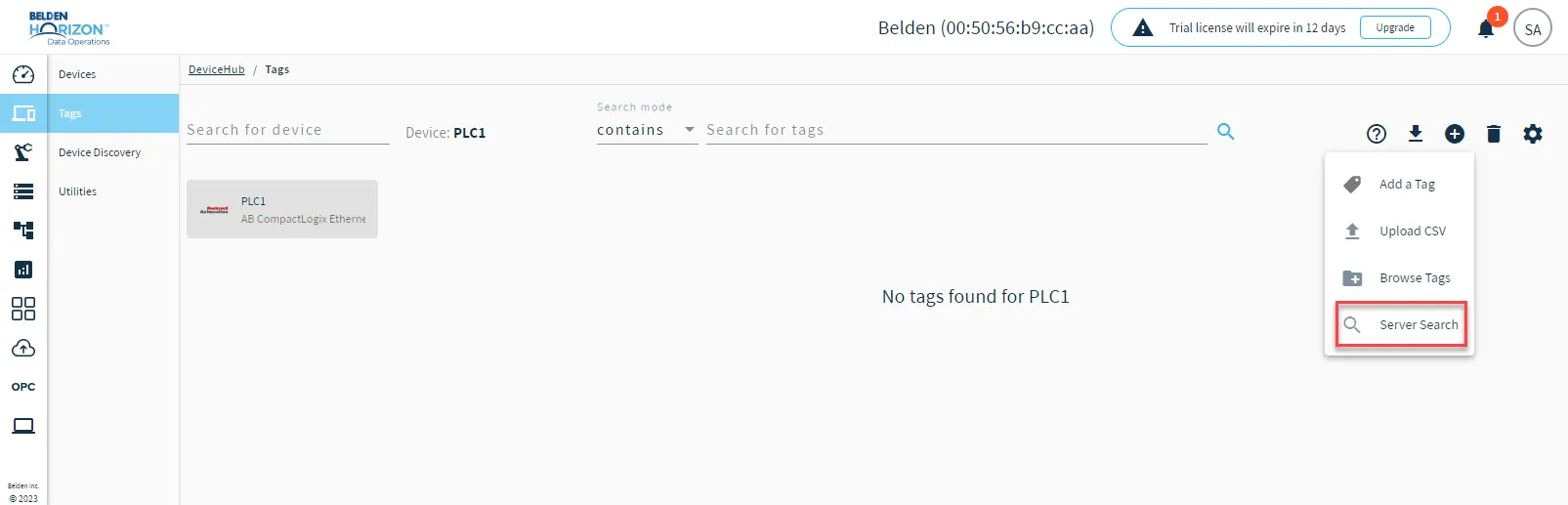 Server Search option Server Search option