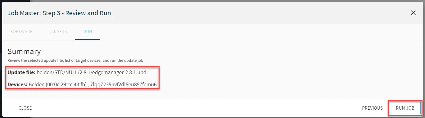 Software Update Job UI : Step 4 Run Deploy