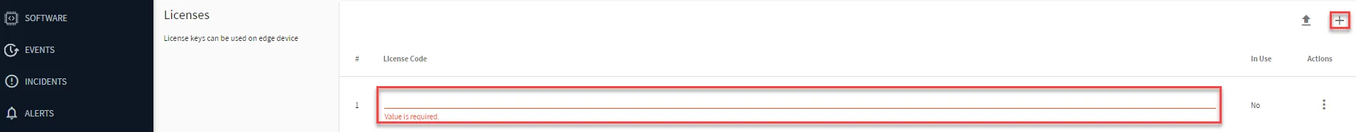 Belden Horizon Data Manager User UI : Activation > Configuration : Activation Config 2/6 Adding node-locked keys manually