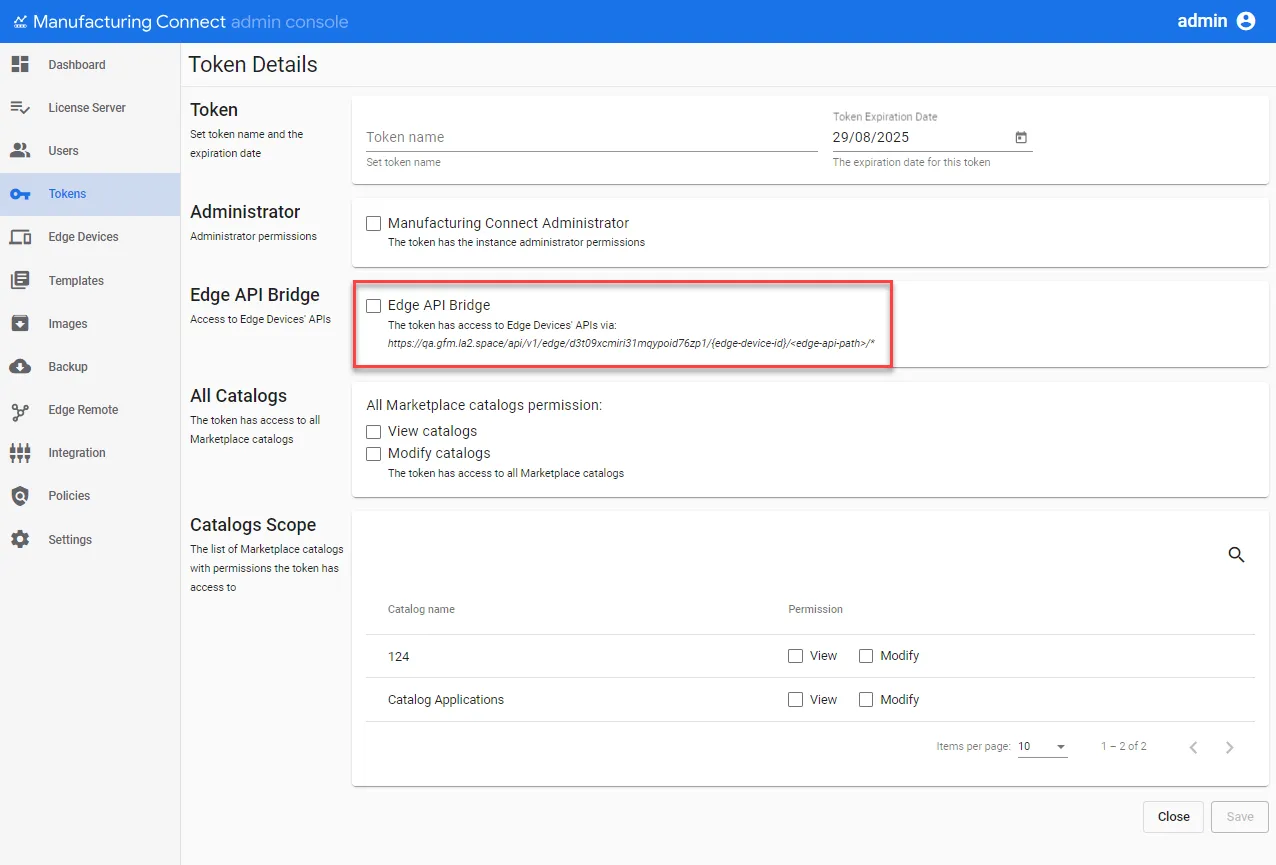 Edge API Bridge option