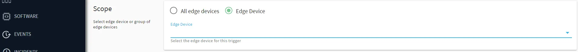 Belden Horizon Data Manager User UI : Alerts : New Trigger : Set up Scope