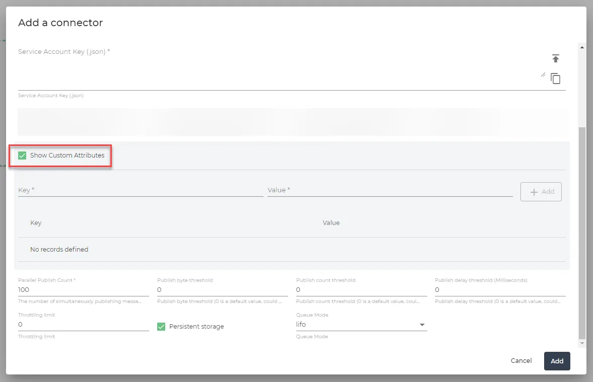 Show Custom Attributes checkbox