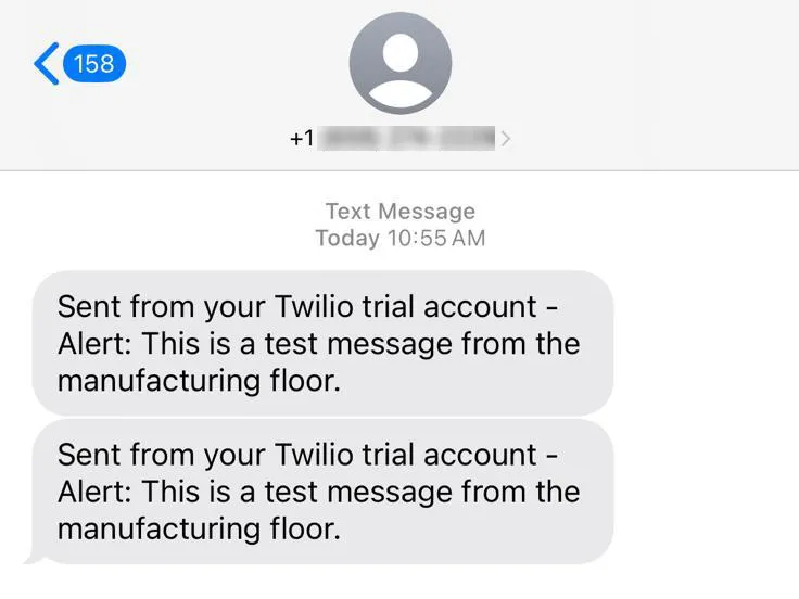 Alert message from twilio Alert message from twilio