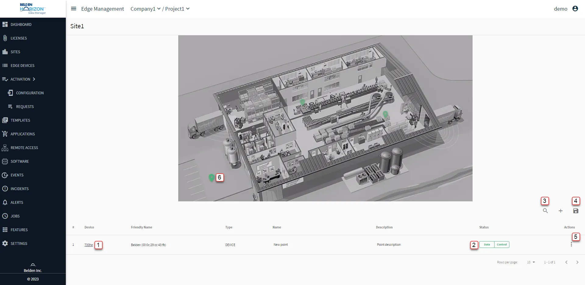 Belden Horizon Data Manager User UI : Site : Site Management Belden Horizon Data Manager User UI : Site : Site Management