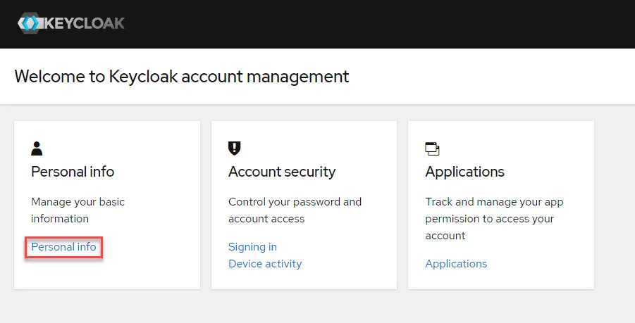 Personal info link