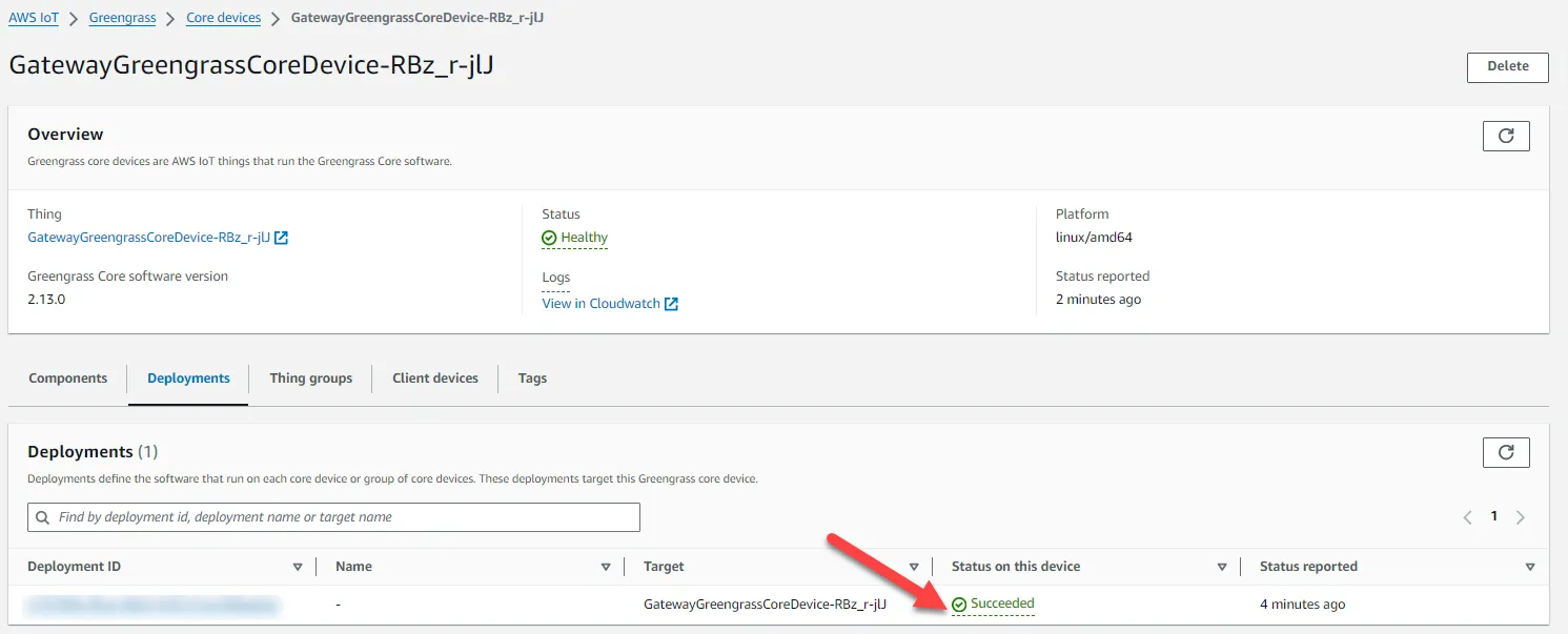 Deployments page