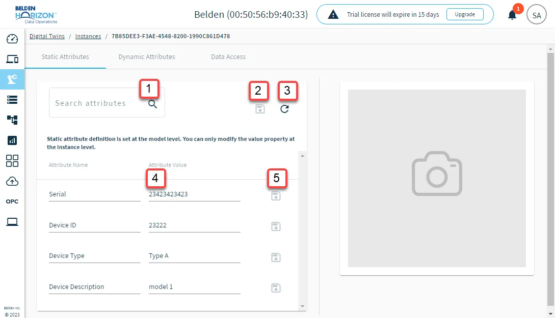 Static Attributes tab Static Attributes tab