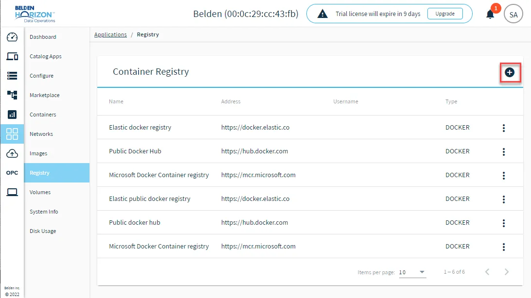 The Add Registry icon The Add Registry icon
