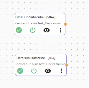 Canvas flow with two DataHub Subscribe processor Canvas flow with two DataHub Subscribe processor