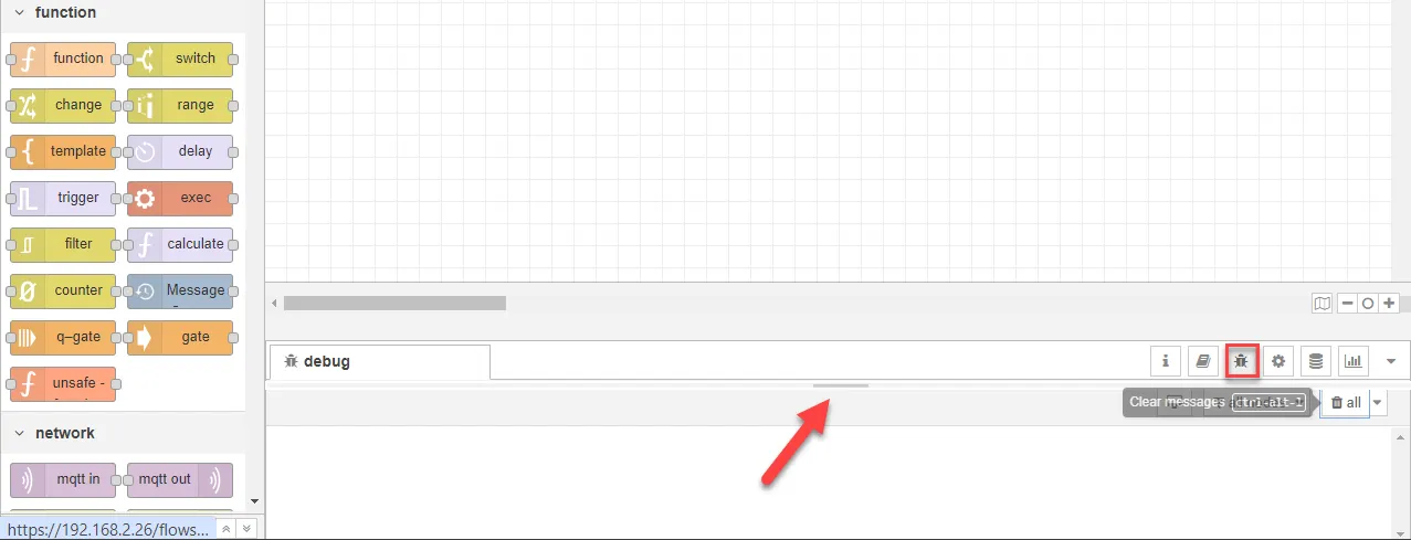 Flows canvas debug section Flows canvas debug section