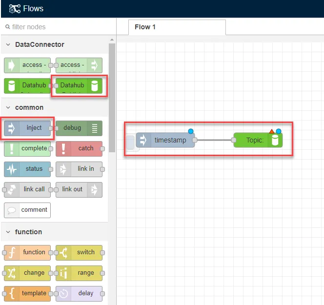 Inject and DataHub Publish nodes Inject and DataHub Publish nodes
